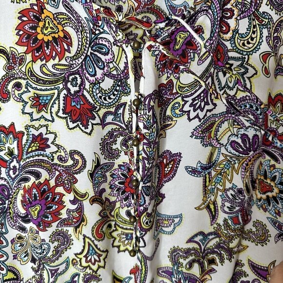 Banana Republic Multicolored Peasant Boho Paisley Tassel Tie Mini Dress Size XS - Picture 9 of 16